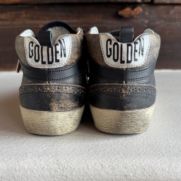 Golden Goose Midstar Distressed Black and White Sneakers - Picture 2 of 9